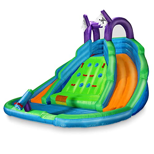 Cloud 9 Bounce House with Climbing Wall, Water Slide and Pool with Blower and Bag